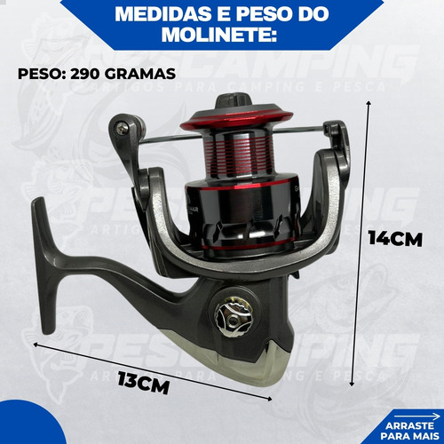 Kit De Pesca Vara Maciça 35 Lbs + Molinete 4000 E Linha 100m Aleatória
