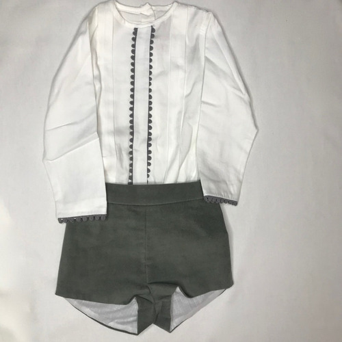 Conjunto Niño Bebe, Camisa Crudo Short Gris, La Ormiga