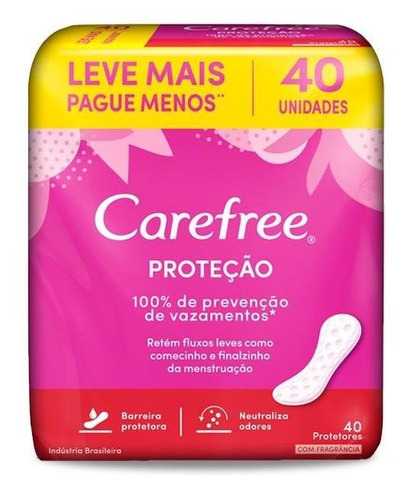 Protetor Diário Carefree Proteção Com Perfume C/ 40 Unidades
