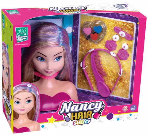 Boneca Busto Nancy Hair Faz Penteados E Maquiagem -supertoys