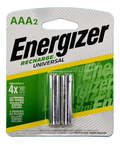 X2u Pila Recargable Aaa 1.2v 700 Mah Ni-mh 1° Energizer Htec