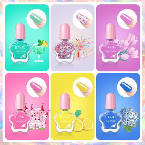 Juego De Esmaltes De Uñas Para Niños, No Tóxicos, A Base De