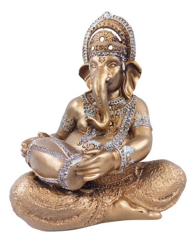 Escultura Dios Hindú Ganesha Elefante Buda Abundancia 30cm 