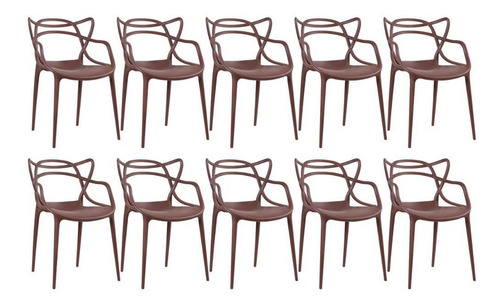 10  Cadeiras Allegra Cozinha Ana Maria Inmetro Colorida Cores Cor da estrutura da cadeira Marrom