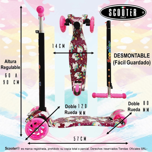 Monopatin Scooter 4 Ruedas Graffiti Luces Reforzado Palermo