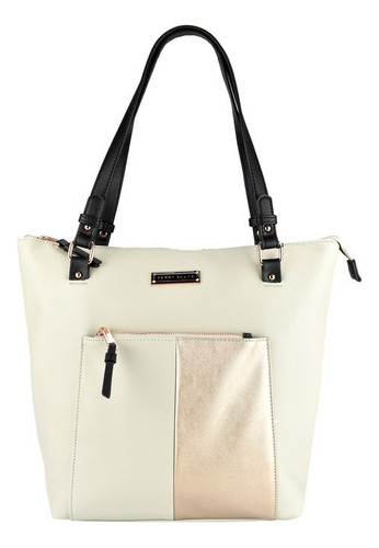 Bolsa Shopping Marca Perry Ellis Interior Amplio Color Beige Diseño De La Tela Liso