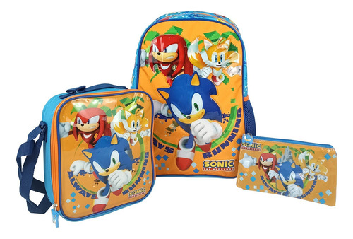 Scool - Set Mochila Oficio, Lonchera Y Cartuchera Sonic