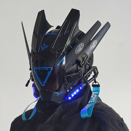 Cyberpunk Mask City Night Led Con Cierre En Forma De M, Colo