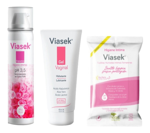 Combo Viasek Gel Vaginal + Espuma 3,5 + Toallitas De Higiene