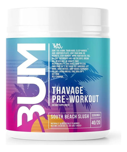 Pre Entrenamiento Óxido Nítrico Raw Cbum Thavage 40 Serv