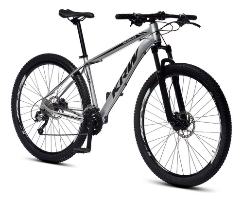 Bicicleta Aro 29 Krw Alumínio 24 Vel Freio A Disco Suspensão Dianteira X42 Cor Prata/Preto Tamanho Do Quadro 15.5