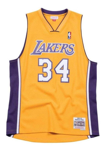 Camiseta Mitchell And Ness La Lakers Shaquille Amarillo