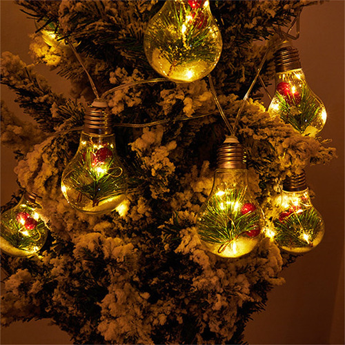 Cadena De Bolas Navideñas Transparente Con Luz Nocturna Led