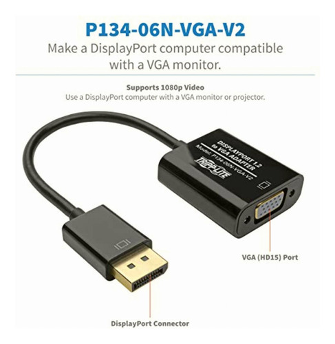 Tripp Lite Cable Adaptador Displayport A Vga, Convertidor