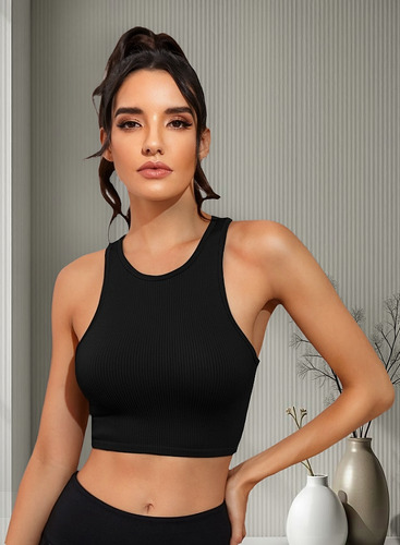 Camiseta De Mujer Chaleco Corto Hilo Sólido Sin Mangas