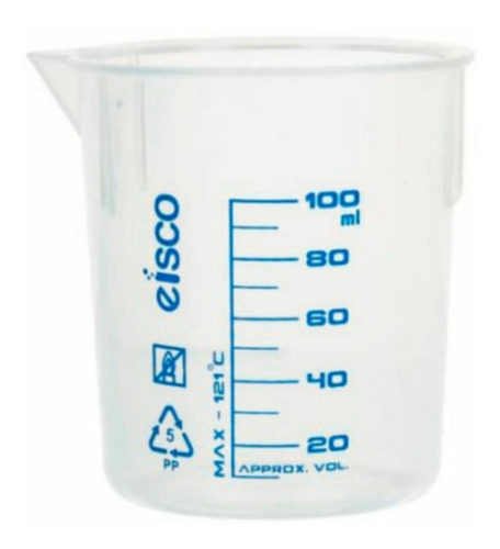 Vaso 100ml Plastico Escala Azul