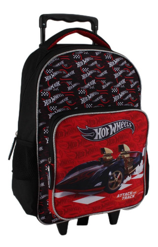 Mochila Con Rueda + Lonchera + Estuche Hot Wheels - Intek