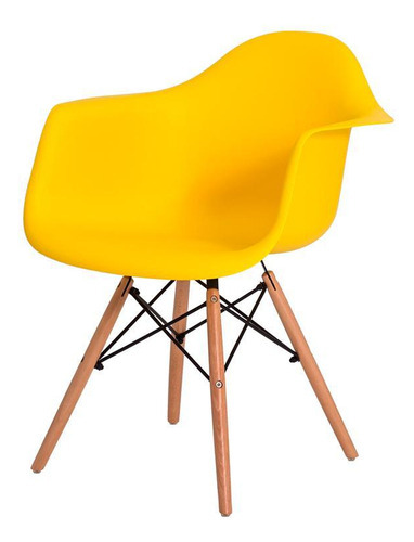 Cadeira Eiffel Eames Daw C/braço Amarela Base Madeira Sala C