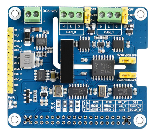 Hat Expansion Can Fd 2 Canales Para Raspberry Pi Waveshare