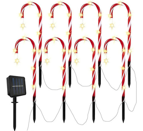 Set De 8 Luces Solares Navideñas Cb W Con Poste