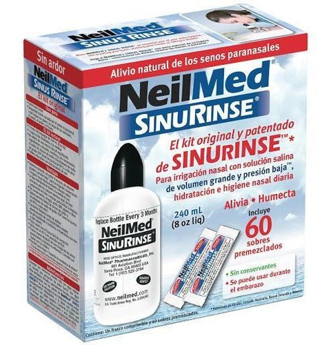 Sinus Rinse Adulto Neilmed Kit Botella + Caja X 60 Sobres Cl