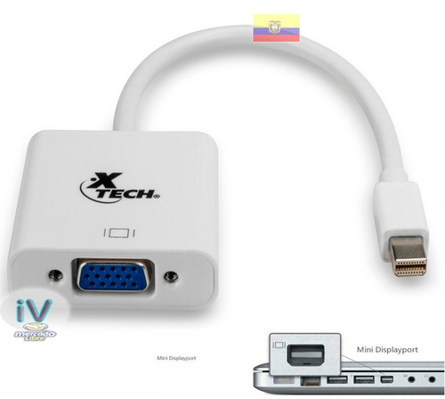 Adaptador De Video Mini Display Port A Vga Xtech Para Mac