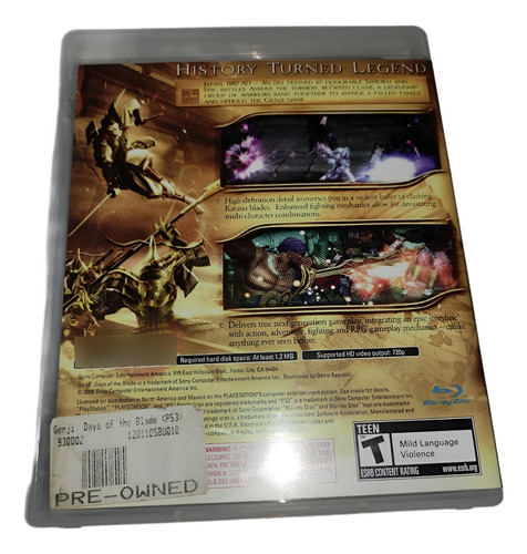 Genji Days Of The Blade Ps3 Completo (Usado)