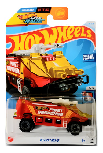 Runway Res-q Rojo Hot Wheels F24 Tarjeta Americana