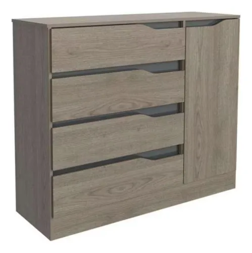 Cómoda Mobi Vela Fresno 122 Cm Color Gris Oscuro