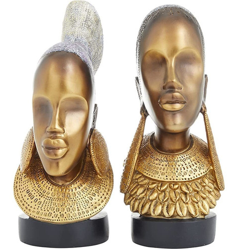 ~? Deco 79 Polystone Woman African Sculpture, Set Of 2 5 W, 
