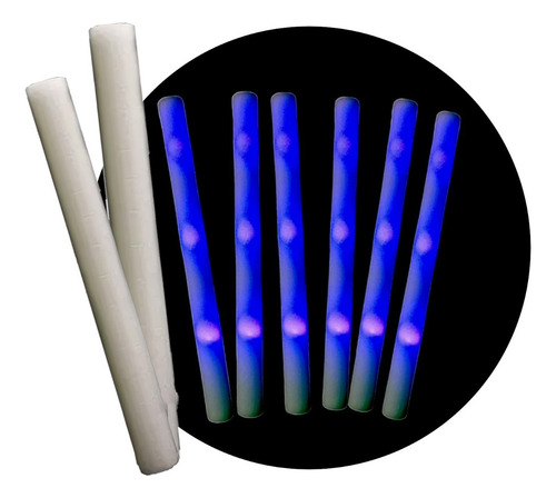 100 Rompecocos Azul Led Vara De Goma Fiesta Carnaval Carioca