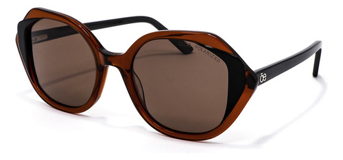 Lente Solar Cloe Para Mujer Forma Hexagonal Armazón Acetato Color Marrón Varilla Marrón Armazón Marrón