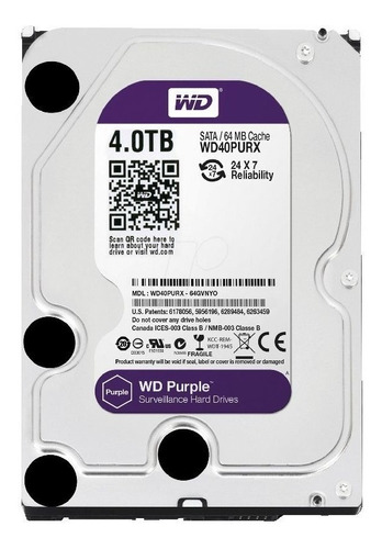 Hd Wd Western Digital Purple 4tb 64mb Sata P/ Dvr Intelbras