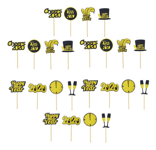 24pcs Bolo Topper 2020 Cupcake Toppers Picaretas Palitos De