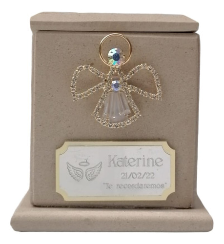 Pequeña Urna Funeraria De Mármol Con Placa Personalizada