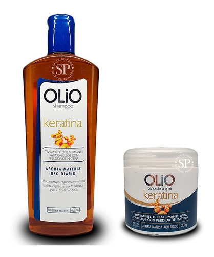 Kit Olio Shampoo + Baño De Crema Keratina Ads Cabello Dañado