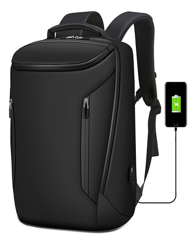 Mochila Huachen Impermeable Con Puerto Usb Color Negro