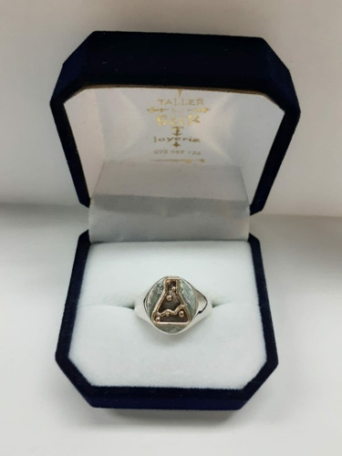 Anillo Profesión Plata Y Oro 10k Químico 