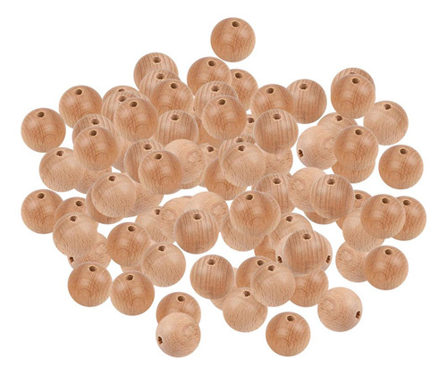 100 Piezas De Cuentas Redondas De Madera Sueltas 18mm