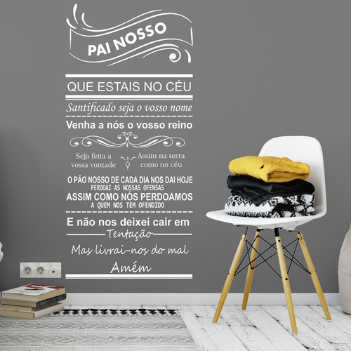 Adesivo Decorativo De Parede Quarto Sala Oração Pai Nosso Cor Branco