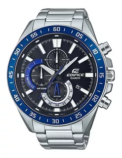 Reloj Casio Edifice Efv-620d-1a Original Color De La Correa Plateado Color Del Bisel Azul