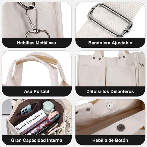 D Bolsas De Lona For Mujer, Tote Bag For Mujer Con