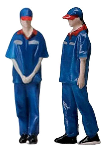 2x Pintado A Mano 1/64 Pequeña Gasolinera Personas Figura