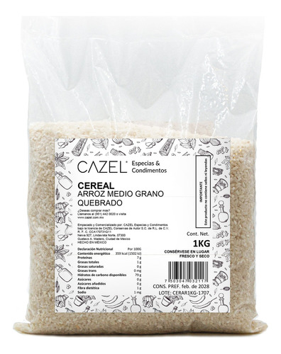 Arroz Medio Grano Quebrado 1 Kg