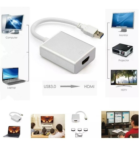 Adaptador Conversor Usb A Hdmi Apto Notebook Usb 3.0 W32-64b