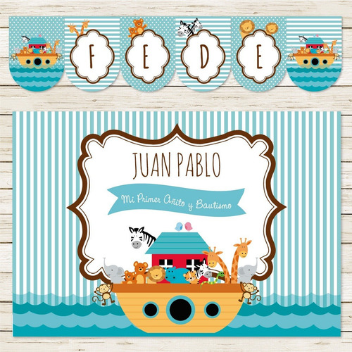 Mini Kit Imprimible Arca De Noe Animales León Jirafa
