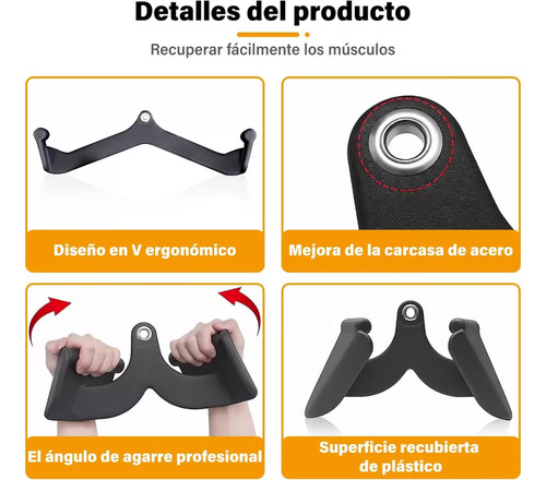 Set 7 Agarres Gimnasio Poleas Barras Bíceps Tríceps