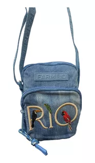 Bolsa Da Gema Rio De Cor Jeans Farm Novidade Acambamento Dos Ferragens Níquel Cor Azul Cor Da Correia De Ombro Azul Desenho Do Tecido Aves