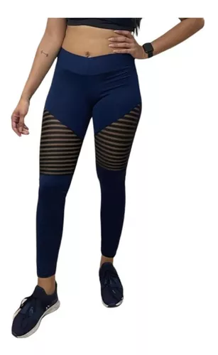 Calça Legging Fitness Preto Rosê Detalhe Transparente