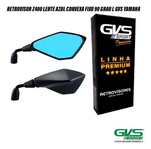 Retrovisor Z400 Lente Azul Convexa Fixo 90 Grau L Gvs Yamaha